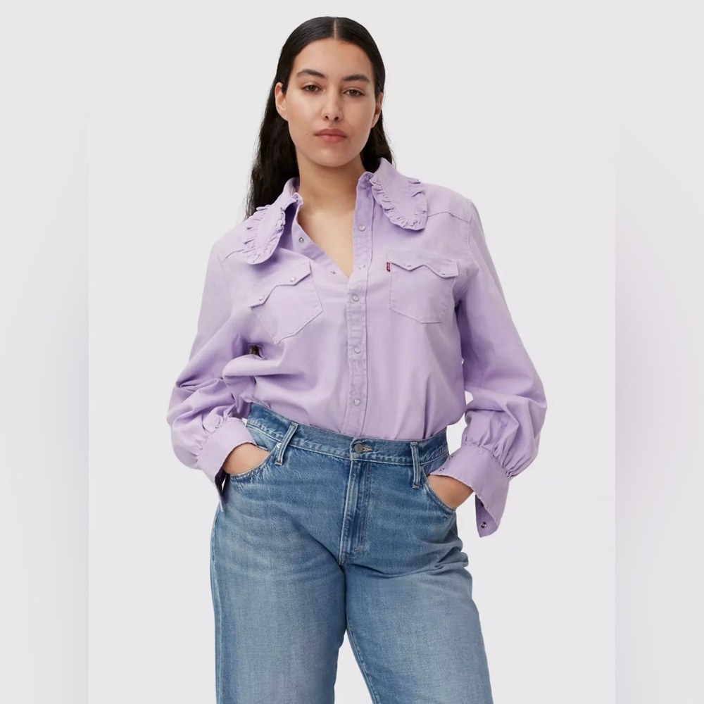 NWT LEVI'S® X GANNI WESTERN SHIRT LILAC SIZE MED